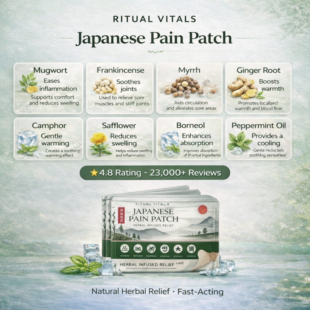Japanese Pain Patch -  Natural Pain Relief for Back, Joint & Muscle Pain