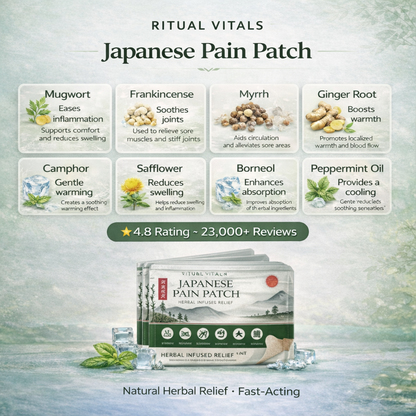 Japanese Pain Patch -  Natural Pain Relief for Back, Joint & Muscle Pain